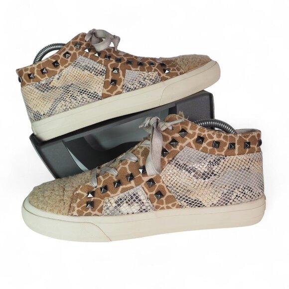 Jessica Simpson Folliah High Top Animal Print Studded Fashion Sneakers Women's 9 - Picture 1 of 11